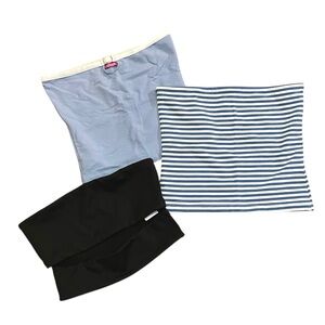 Edikted Tube Top Bundle 3 Darcey Cut Out Black Lilah Striped Colby Belt Blue XS